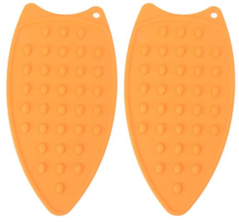 Natudeco 2 Stück Bügelbrett-Unterlage, Bügelunterlage, Pressmatte, Silikon, rutschfeste Bügeleisen-Ablage-Pads, für den professionellen Heimgebrauch (Orange)