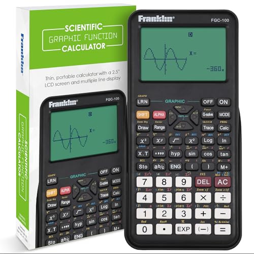 Franklin Scientific Graphing Calculator with 3 Operating Modes - Scientific Calculator Includes 20 Built-in graphs - Ideal for Beginner and Advanced Courses with Protective Cover - Black
