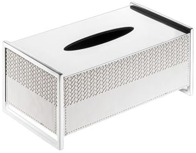 FZL02068LM Taschentuchhalter Kreative Edelstahl Leder Schublade Box Schlafzimmer Nachttisch Dekorative Desktop Ornamente Wohnzimmer Licht Luxus Tissue Box Taschentuchbox(Weiß,Groß)