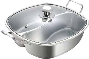 Fondue Olla Hot Pot Olla De Acero Inoxidable Con Divisor, Olla Caliente Sin Soldadura, Olla For Sopa De Dos Sabores, Olla Shabu Shabu Fondue Queso