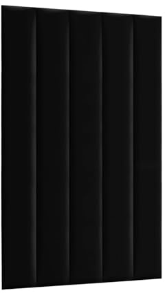 MG Design Polsterpaneel 15 x 120 cm in Schwarz – 3D Wandkissen fürs Bettkopfteil & Wanddeko, ohne Bohren, geräuschmindernd, samtig-weich mit dezentem Schimmer