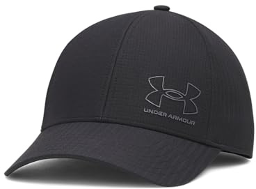 Under Armour Men's Iso-Chill ArmourVent Stretch Fit Hat, (004) Black / / Castlerock, Medium/Large