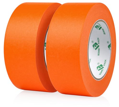 BOMEI PACK 2 rollos Cinta de pintor Naranja 48mm x 50m - Cinta adhesiva decorativa Cinta de pintor de uso general (orange)
