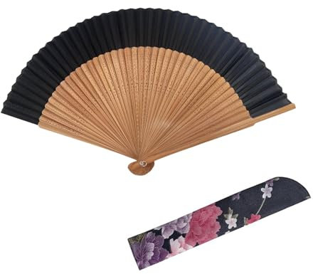 GWAWG Éventail pliable en bambou et soie, Éventails pliants, Éventail chinois japonais vintage, Éventails en bambou avec pampille pour mariage, danse, fête, décoration, festival de musique, performanc
