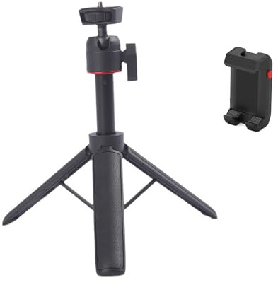 Trípode extensible para cámara pequeña de aluminio, trípode de mano con soporte de clip para teléfono para cámara réflex digital