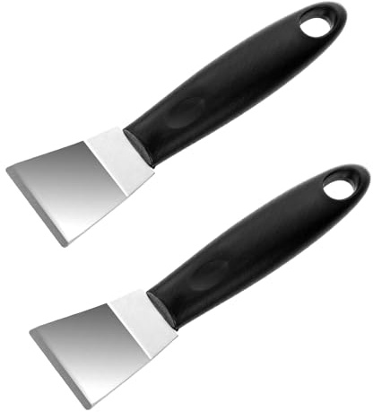 2Pack Griddle Scraper Tool Stainless Steel Scraper Metal Small Grill Oven Induction Hob Stoves Scrapers Stiff Grill Pan Cleaning Scrapers Spatula for Kitchen Cleaning,Wallpaper, Paint,Outdoor BBQ