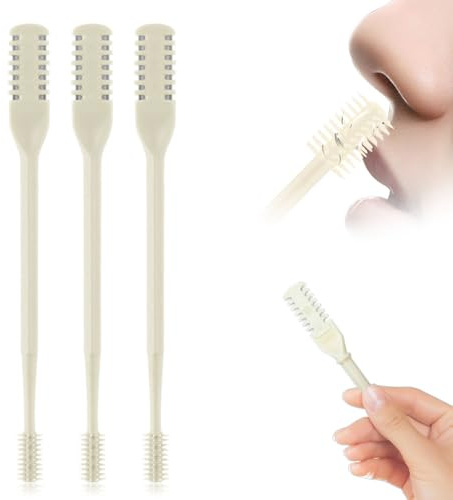 JUDUNA 2 in 1 Nasal Hair Cutter, 2025 New Nostril Hair Remover Tool Double Sided Nose Hair Knife, Manual 360° Rotating Nose Hair Trimmer with Ear Digger for Men and Women (Cream, 3 Pcs)