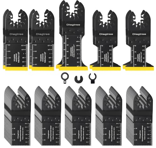 Diagtree Oscillating Saw Blades, Diagtree 115PCS Titanium Oscillating Multitool Blades for Metal, Wood and Plastic, fit Dewalt Milwaukee Ryobi Fein Dremel Bosch Rockwell Makita Porter(Titanium, 115)