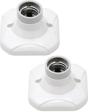 2Pcs E27 Ceiling Lamp Holder Screw Light Bulb Socket Converter White Edison Wall Socket with Ceramic Lantern Holder Fitting AC 220-250V for Pendant LED Bulbs Lighting Fixture Easy to Install
