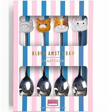 Set de 4 cuillères à thé chats - Blond Amsterdam - Accessoires café et thé Passion Chat - Cadeau déco pour amoureux des chats
