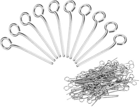 PATIKIL 300pcs Stainless Steel Eye Pins 0.6mm/24 Gauge 14mm Earring Flat Headpins for Jewelry Making Supplies Jewelry Findings, DIY Craft, Necklace, Silver