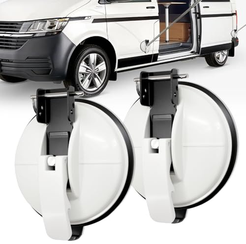 2 Stück Markisenhalter, Halterung für Markisenfüße für Thule, Fiamma und Dometic Markisen, passend für VW T5/T6, Mercedes Marco Polo, Ford Transit und FIAT Ducato Wohnmobile. (Weiß)