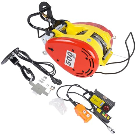 Hopzty 2 en 1 Palan Électrique Portable 500 kg, Treuil Électrique Portable 1800 W, Hauteur 30 m Vitesse 11 m/min, Télécommande Filaire/Sans Fil pour Garage, Entrepôt, Usine
