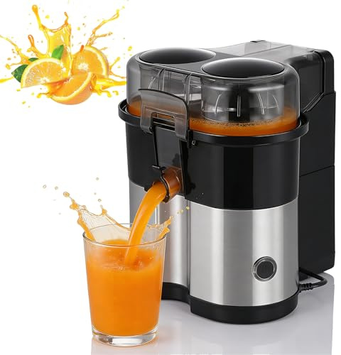 Exprimidor Eléctrico de Cítricos de 400 Ml, Exprimidor Automático Doble de Naranja y Limón, Diseño Sin Cuchillas con Cortador de Frutas Incorporado, Rendimiento de Jugo Superior Al 90%