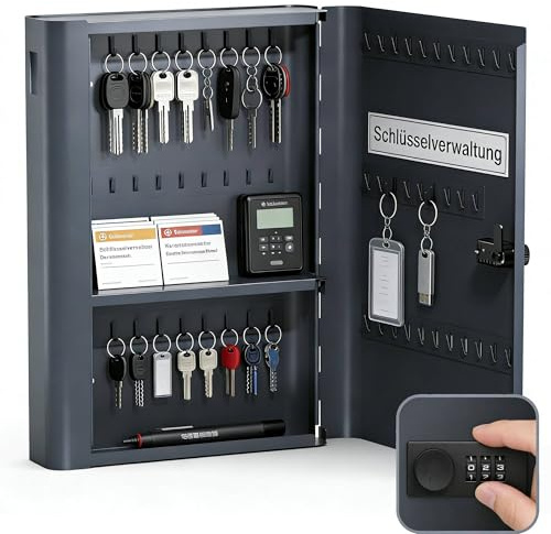 Zedelmaier 60 Fächern Schlüsselschrank mit Zahlenschloss Schlüsselkasten Abschließbarer Schlüsselsafe Wandmontierte Schlüsselbox zur Aufbewahrung von Geschäfts- und Büroschlüsseln