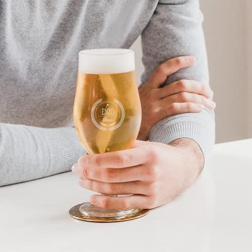 YourSurprise Boccale da birra personalizzato con nome - Bicchiere da birra inciso con nome: personalizzabile con testo, diversi designe caratteri
