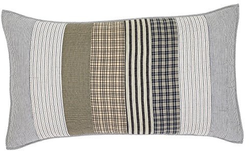 VHC Brands Ashmont Quilted King Sham Cozy Soft Cotton Pillow Cover Farmhouse Country Rustic Gray White Tan 21x37