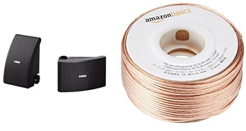 YAMAHA NS-AW392 Enceintes d'extérieur Etanche 2 Voies Noir & Amazon Basics Câble Audio pour Haut-Parleur Calibre 16 Section 1,3 mm² Longueur 30,48 m