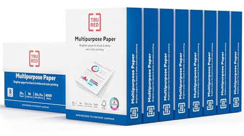 TRU RED 8.5 x 11 Multipurpose Paper, 20 lbs., 96 Brightness, 500 Sheets/Ream, 8 Reams/Carton