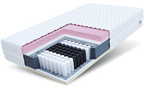 FDM Davos Taschenfederkernmatratze 180 x 200 cm Latex Matratze 7-Zonen 29 cm Höhe Thermoplastischer Visco-Schaum Härtegrad H2/H3 (Mittelweich/Mittelhart) Bezug Zweiseitig Abnehmbar Waschbar