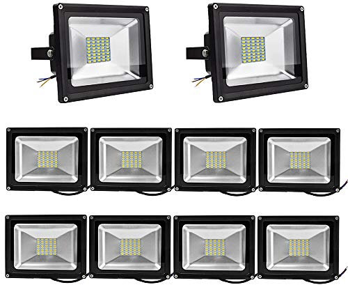 Leetop 10x30W SMD LED Foco Proyector Focos LED Exterior Luz LED Blanco Cálido Impermeable IP65 pared Foco Iluminación