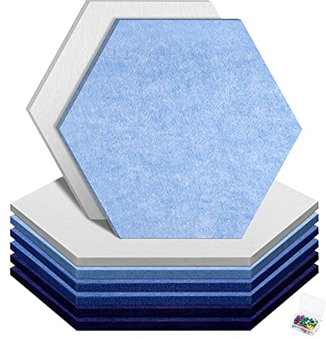 HyFanStr - Lavagna esagonale in feltro grande, 29 x 30 cm, bacheca esagonale per bacheca da parete con 30 spille, decorazione per ufficio, camera da letto, cucina