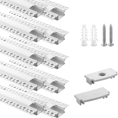 Efishine 10-PACK 1M Aluminiumprofil für Lichtstreifen, Trockenbauprofil für Wände und Decken, inkl. Clip-in Diffusor, kompatibel mit Philips Hue und breiteren Streifen