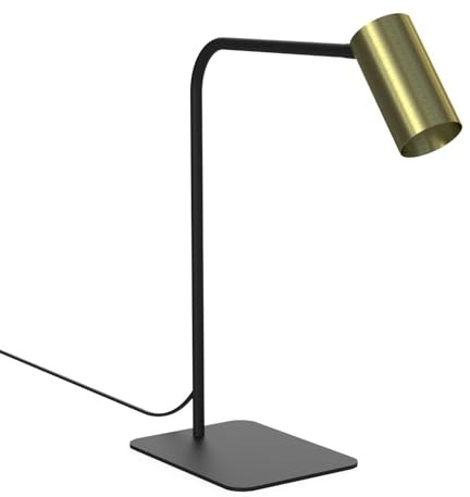 Licht-Erlebnisse Kleine Tischleuchte Schwarz Messing 40cm Modern flexibel GU10 Metall COLENE Schreibtischlampe Leselampe