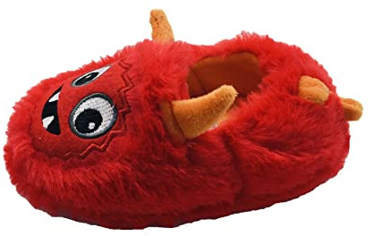 GladRags Boys or Girls Plush 3D Monster Slippers, Red, Infant Size 9