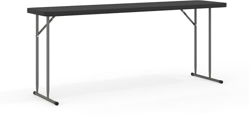 Flash Furniture Kathryn 6' Rectangular Plastic Folding Table, Long Plastic Foldable Table for Indoor/Outdoor Events, Black
