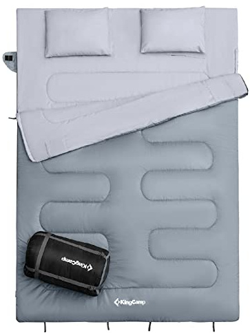 KingCamp Deckenschlafsack Oxygen 250 D 2 Personen Doppel Schlafsack XL Lang -3°C Medium Grey