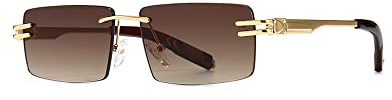 kachawoo Randlose Herren-Sonnenbrille mit Verlaufslinsen, Retro-Rechteck-Sonnenbrille für Männer und Frauen, rahmenlose Brille, modisches Markendesign