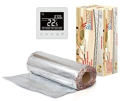 BeWarm Electric Underfloor Heating Mat Kit for Laminate or Wood Flooring (7m2, Smart White WiFi Thermostat)