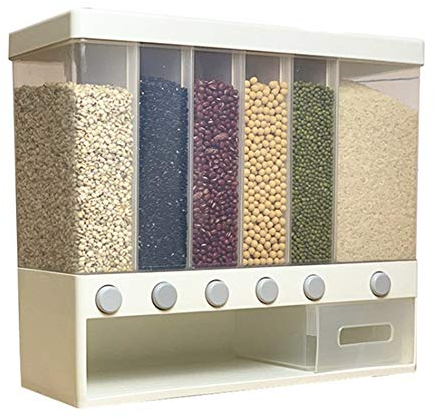 Pvczool 10KG Divided Rice and Cereal Dispenser 6 Proof Plastic Automatic Racks Sealed Food Storage Box