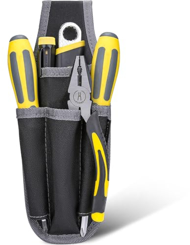 WINHUNT Tool Belt Pouch, Small Tool Holder, Secateurs Holster Screwdriver Holder Gardening Tools for Garden Pruning Pliers (10x4x27cm, 4 Pockets)