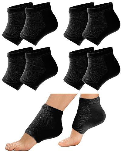 Sibba 4 Paar Feuchtigkeitsspendende Spa-Socken Gel-Fersensocken Mit Rissiger Ferse Gel-GefüTtert Zehenlose Weiche Baumwolle Silikon BelüFtende FersenhüLsen Offene Zehen-FußPflegebehandlung(Schwarz) | Gebrochene Ferse, mit Gel gefüttert, Feuchtigkeit, weiche Baumwolle, Silikon-Fersenärmel, offene Zehen, Fußpflege-Behandlung