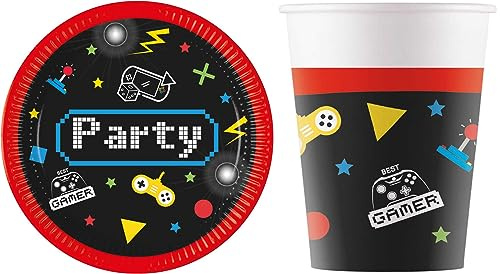 Generisch 16-tlg. Set Kindergeburtstag Party Feier Fete Deko Motto Gaming Party Gamer Zocker