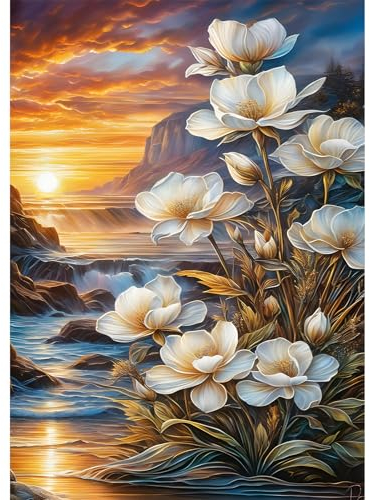 MXJSUA Diamant Painting Bilder, Florale und Leuchtende Landschaft Diamond Painting für Erwachsene Anfänger, 5D DIY Diamant Malerei für Zuhause Dekor 30x40 cm