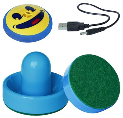 Air Hockey Pucks and Paddles Rechargeable Air Hockey for Any Flat Surface,Portable Indoor Game GIF with 2 Pushers Ages 6+