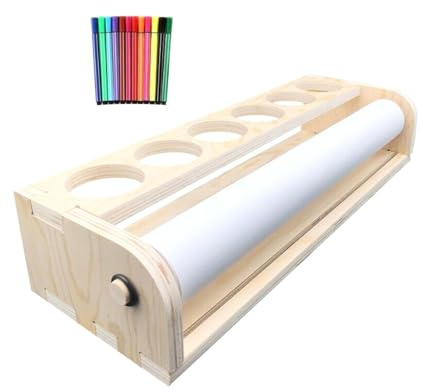 harayaa Tisch Papierrollenspender, 25 Meter Papierrollenhalter für Kinder, Zeichnen, Schreiben, Wandgemälde, Bilder
