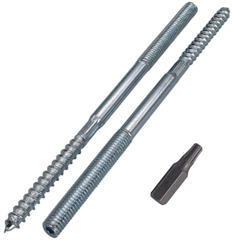 SKIR'CO (4 Stück) Stockschrauben M8 x 150 mm, Dübelschrauben mit Doppelgewinde, Doppelkopfschrauben