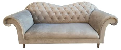 Ares Meble Vera Chesterfield Sofa - 3 Sitzer 200x90 cm - Eleganz Couch - Samt Glamour - Luxury Relaxsofa - Beine aus Walnussholz - Grau