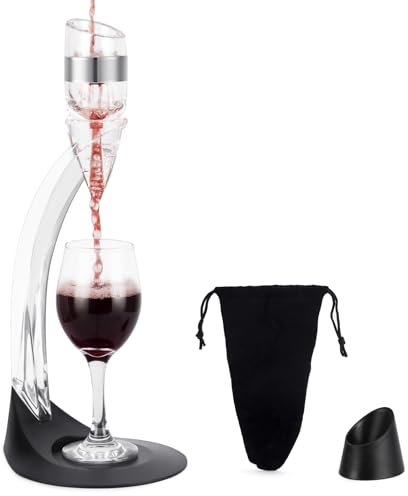 D&Slifei Wine Aerator with Tower Stand – Deluxe Red Wine Decanter Pourer Instantly Enhances Wine Flavors for a Smoother Finish, No Drip Wine Accessory Set, Ideal Gift for Wine Lovers