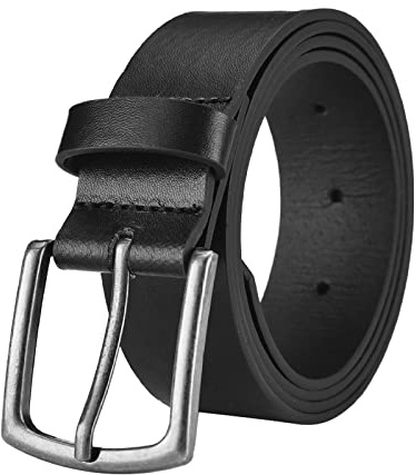 Herren Gürtel Elastisch Vintage Stufenlos Verstellbar mit Schnalle Herren Gürtel Leder Gürtel Automatik Lang Breit 125 Cm Arbeitsgürtel Leather Belt Schwarz Ohne Löcher Ledergürtel Herren-Gürtel