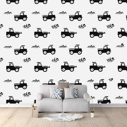 Fototapete Schwarzer Traktor 200 x 140cm 3D Vliestapete Wandbild, Mustertapete Moderne Wandtapete, Wohnzimmer Schlafzimmer Kinderzimmer Büro Flur Wanddeko