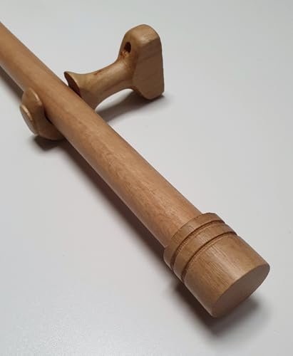 MadeInNature Gardinenstange aus Holz, Durchmesser 28 mm, komplettes Gardinenstangen-Set mit Endkappen und Halterungen, Länge und Farben wählbar (Natur, Endstück Endstück, Länge 1,20 m)