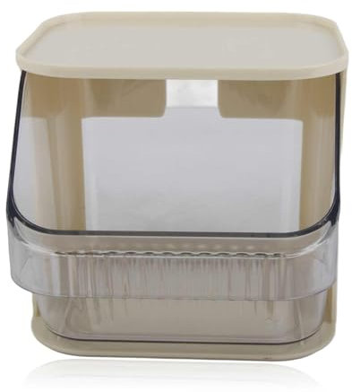 Tea Bag Storage Rack,Plastic Tea Bag Caddy Box Storage Container Organizer,Clear Plastic Tea Box with Lid Kitchen Countertop Storage Caddy Multi Purpose Storage Box for Tea Bags (White)