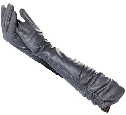 Lange Lederhandschuhe Für Damen, Schaffell-Winterhandschuhe LIGHT GRAY 8 12