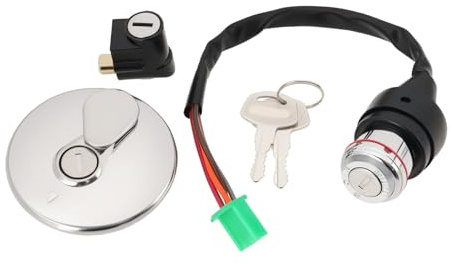 ECSiNG 1 Juego de Llave de Encendido de Motocicleta Cerradura de Puerta Eléctrica Tapa de Tanque de Combustible con 4 Pines Compatible con Suzuki GN125 GN250 TS125 TS185