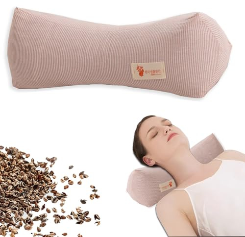 GCHC-CYL Neck & Cervical Pillows Buckwheat Pillow ,Neck Support Pillow Cervical Neck Roll Bolster Pillow,Neck Pain Relief for Back and Side Sleepers Round Pillows (Pink)